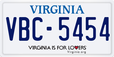 VA license plate VBC5454