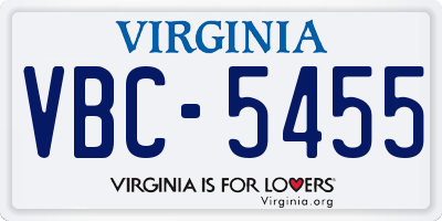 VA license plate VBC5455
