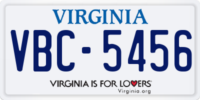 VA license plate VBC5456