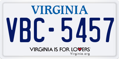 VA license plate VBC5457