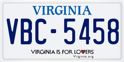 VA license plate VBC5458