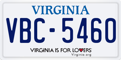 VA license plate VBC5460