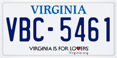 VA license plate VBC5461