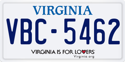 VA license plate VBC5462