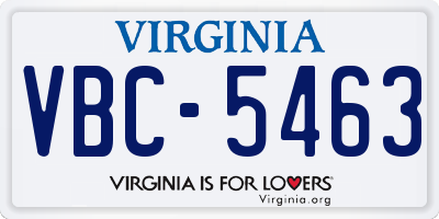 VA license plate VBC5463