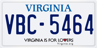 VA license plate VBC5464