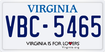 VA license plate VBC5465