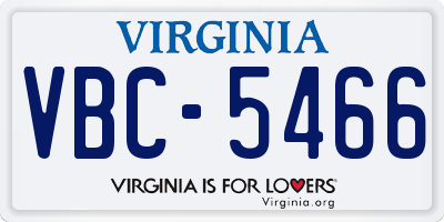 VA license plate VBC5466