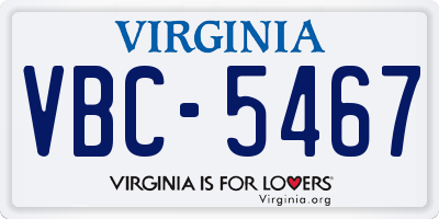 VA license plate VBC5467