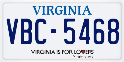 VA license plate VBC5468