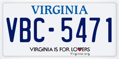 VA license plate VBC5471