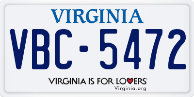 VA license plate VBC5472