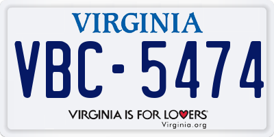 VA license plate VBC5474