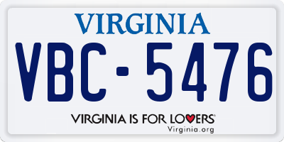 VA license plate VBC5476