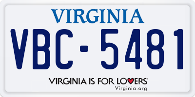 VA license plate VBC5481