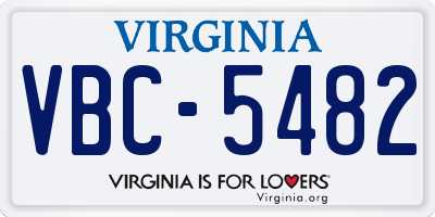 VA license plate VBC5482