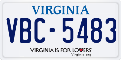 VA license plate VBC5483