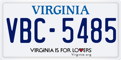 VA license plate VBC5485