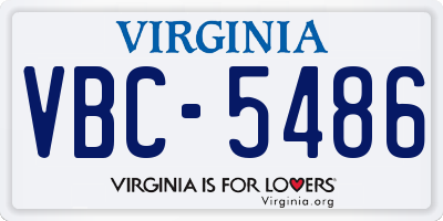 VA license plate VBC5486