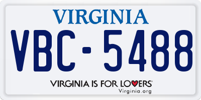 VA license plate VBC5488