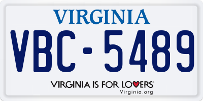 VA license plate VBC5489