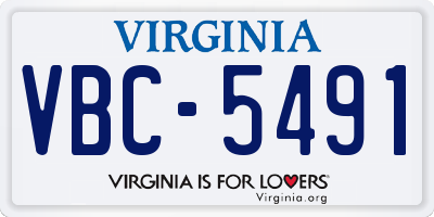 VA license plate VBC5491