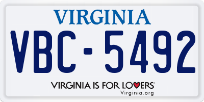 VA license plate VBC5492