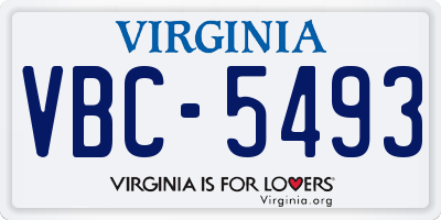 VA license plate VBC5493