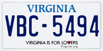 VA license plate VBC5494