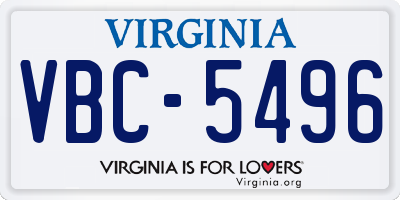 VA license plate VBC5496