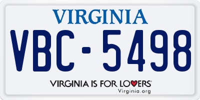 VA license plate VBC5498