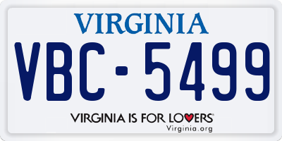 VA license plate VBC5499