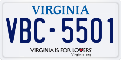 VA license plate VBC5501