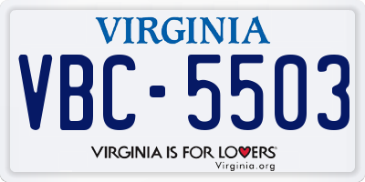 VA license plate VBC5503