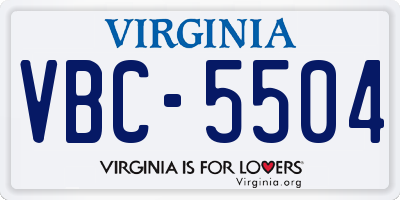 VA license plate VBC5504