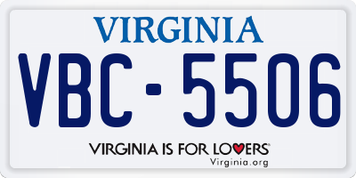 VA license plate VBC5506