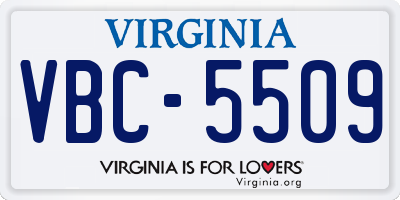 VA license plate VBC5509