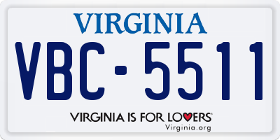 VA license plate VBC5511