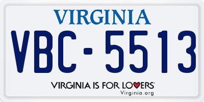 VA license plate VBC5513
