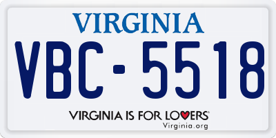 VA license plate VBC5518