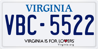 VA license plate VBC5522