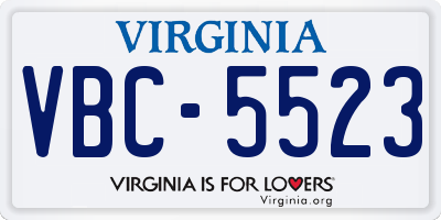 VA license plate VBC5523