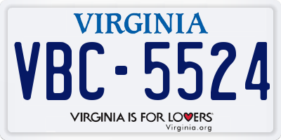 VA license plate VBC5524