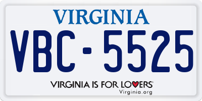 VA license plate VBC5525
