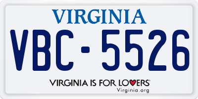 VA license plate VBC5526