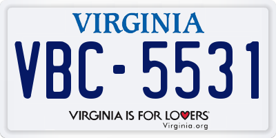VA license plate VBC5531