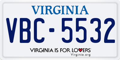VA license plate VBC5532