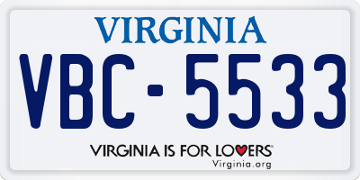 VA license plate VBC5533