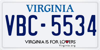 VA license plate VBC5534