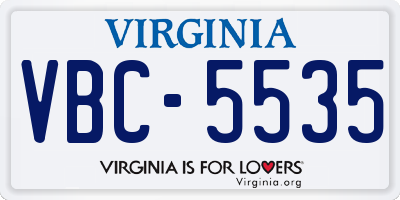 VA license plate VBC5535